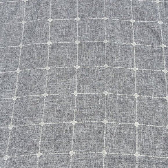 Farmhouse Shower Curtain 72 x 71.5 Gray Linen Boho Large White Check Fringe NEW - Picture 9 of 14